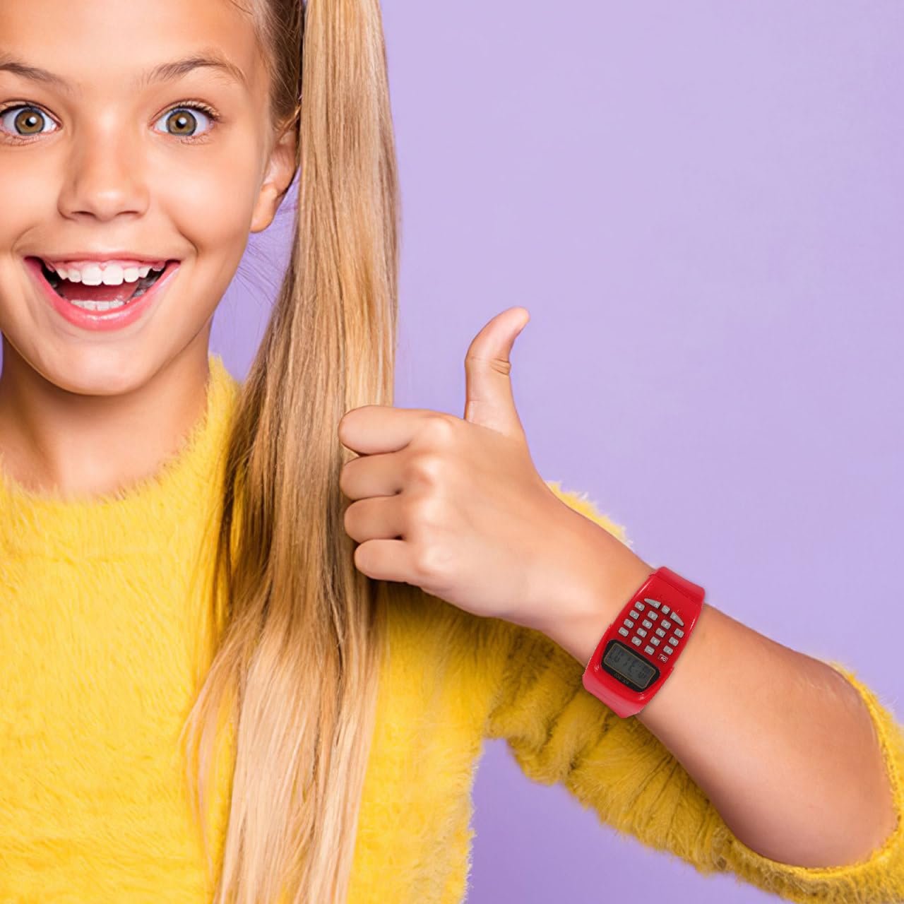 Mikikit 2-Pack Calculator Digital Watch - Multifunction Geometric Calculating Wristwatch for Men & Women (Red) - Perfect for Office, School, and Everyday Math Tasks