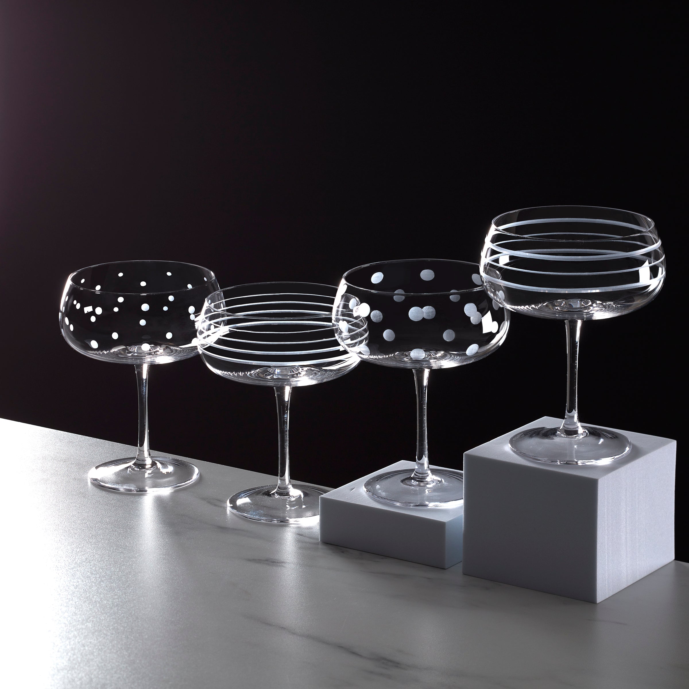 Premium Mingle Cocktail Glasses Set of 4 - Elegant Barware for Margaritas, Martinis & Mixed Drinks - Perfect for Home Bars, Parties & Wedding Receptions