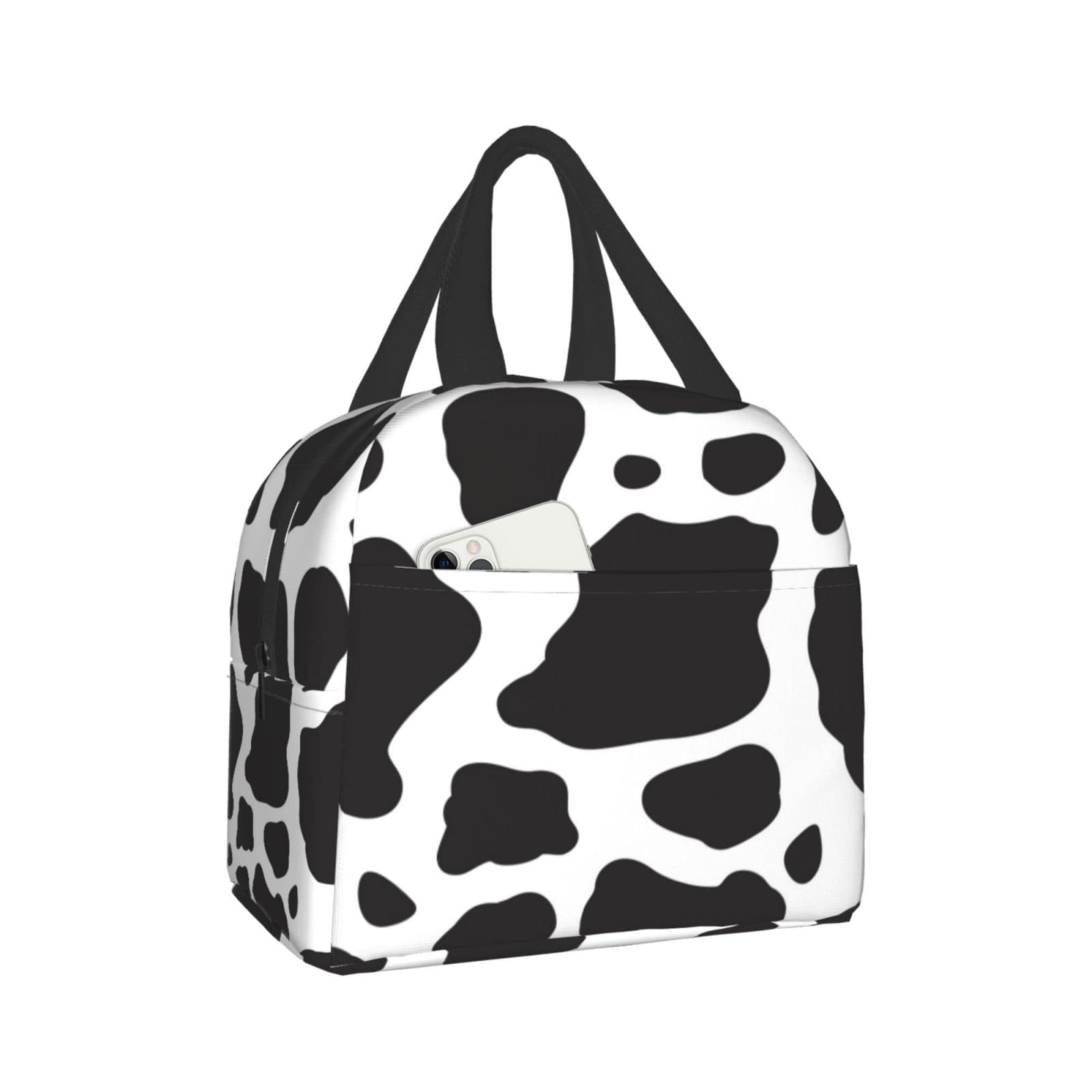 **Pink Cow Print Insulated Lunch Box - Reusable & Portable Meal Bag for Men & Women - Perfect for Work, Travel, Picnic & School Lunch**