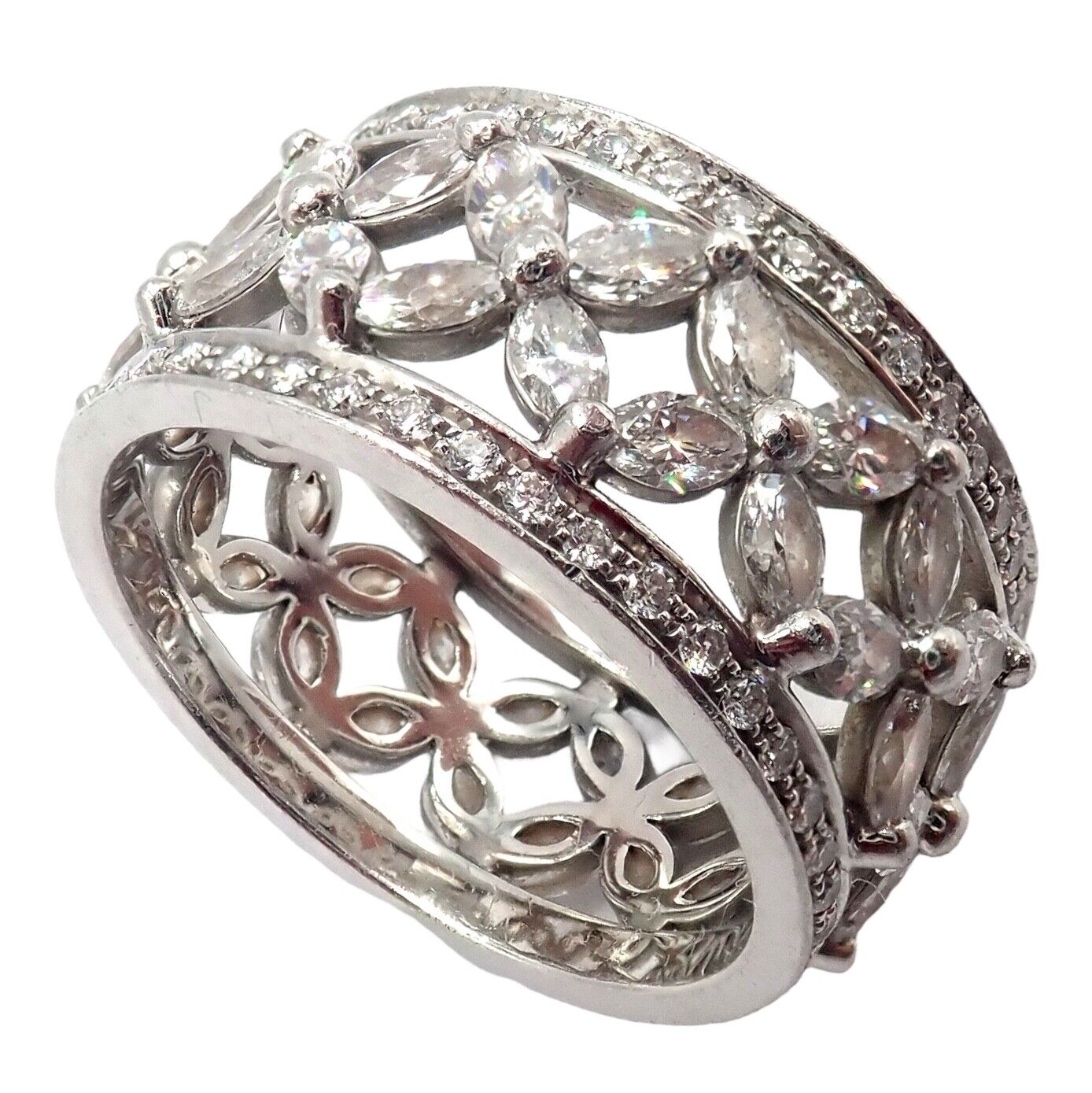 Authentic Tiffany & Co Platinum 2.34ctw Diamond Victoria Wide Band Ring Size 5.5 - Elegant Wedding, Anniversary & Special Occasion Jewelry Gift for Women