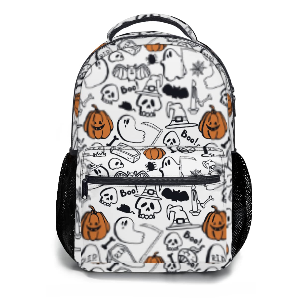 17 Inch Halloween Pumpkin Ghost Laptop Backpack - Lightweight Travel School Bookbag for Men & Women, Perfect for College, Work & Outdoor Adventures - Funny Holiday Gift Idea for Teens