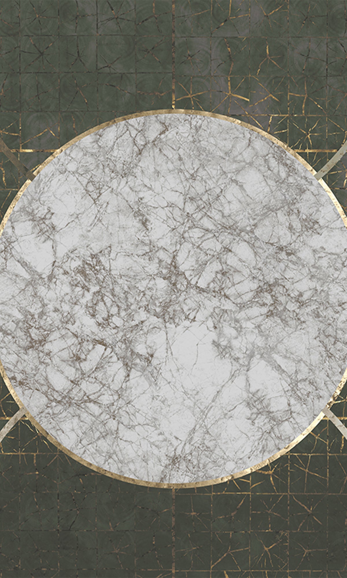 Dark Green Marbled Celestial Abstract Mural Wallpaper M2601 - Peel and Stick Removable Wallpaper for Bedroom, Living Room, Nursery Decor