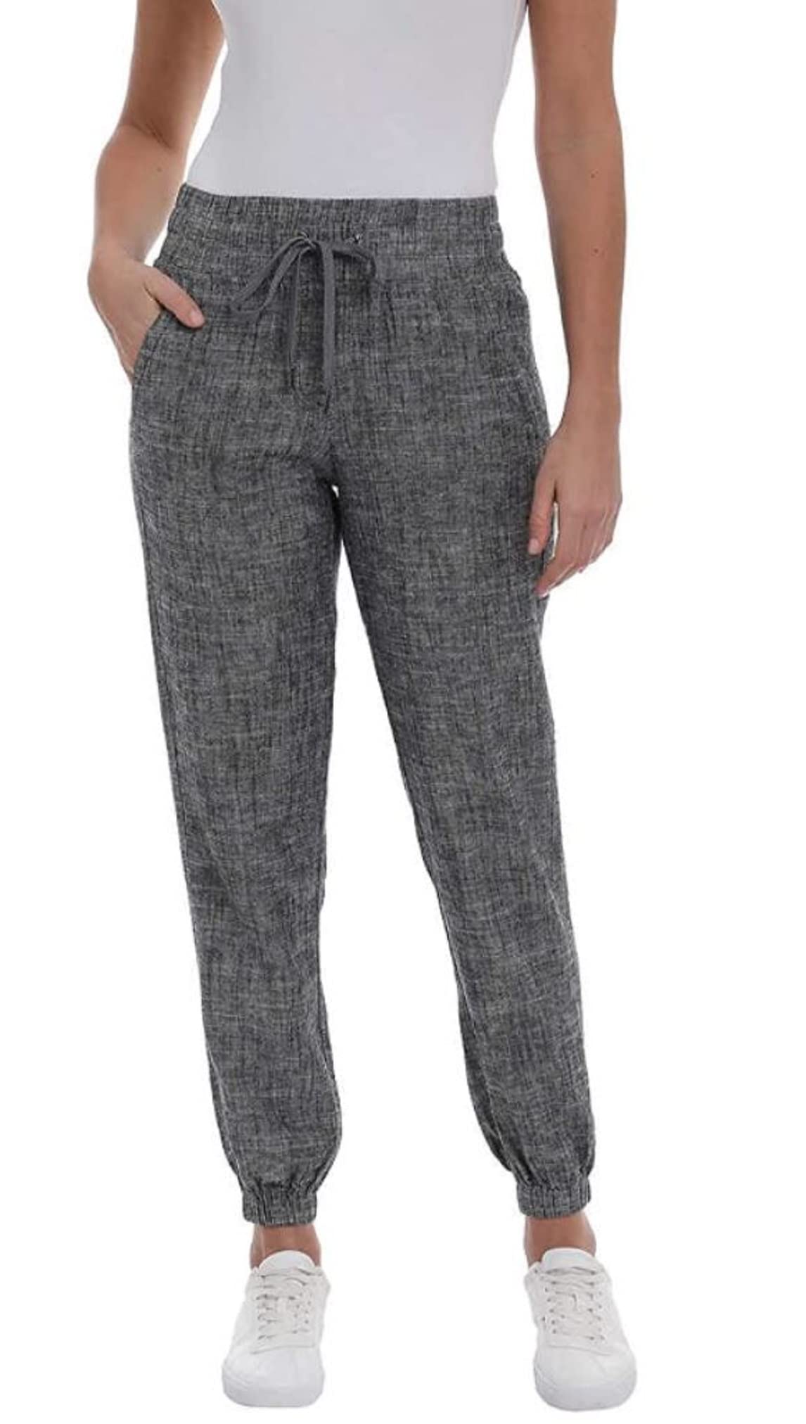 Brigg Women's Linen Blend Relaxed Fit Jogger Sweatpants - Soft Yoga Lounge Pants for Women - Perfect for Workout, Yoga, Travel & Casual Wear
