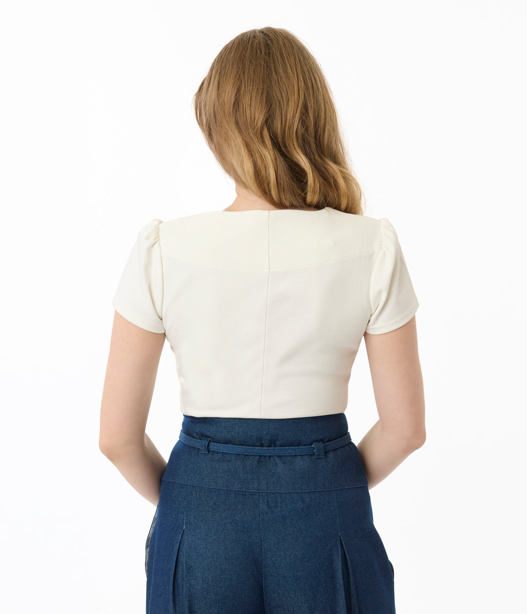 Vintage Cream Pentagon Collar Knit Top - Stylish Retro Sweater for Women | Perfect for Casual Outfits, Office Wear & Date Nights