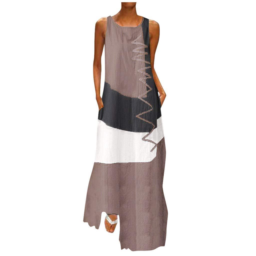 Women's Plus Size Sundress - Sleeveless Vintage Patchwork Bohemian Maxi Dress with Spaghetti Straps | Perfect for Beach Vacations, Summer Outings & Boho Fashion