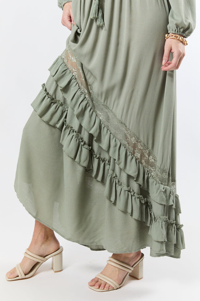 Lucky To Have You Sage Green Maxi Dress for Women - Flowy Summer Midi Dress with Pockets, Boho Chic Style - Perfect for Beach Vacations, Date Nights & Casual Outings