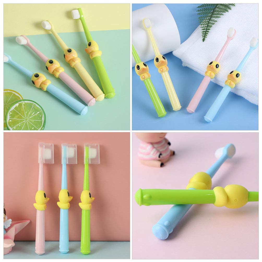 TOYANDONA 4-Pack Ultra Soft Toothbrushes with 10,000 Micro Nano Bristles - Gentle for Sensitive Gums, Cartoon Duck Design for Kids & Adults - Perfect for Travel, Home & Daily Oral Care