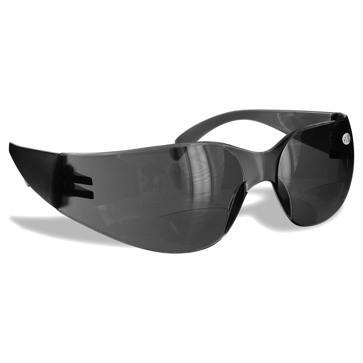 Safety Glasses with Readers 1.5 Magnification - Gray Polycarbonate Frame | UV400 Protection & Scratch Resistant Bifocal Safety Glasses | Wrap-Around One-Piece Design for Construction, Woodworking & DIY Projects