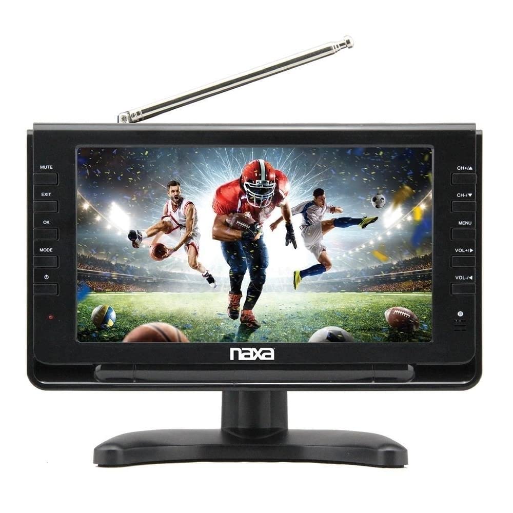 Naxa Electronics NT-110 10-inch Portable Digital TV with Built-in DVD Player - USB/SD Card Compatible, Car Package Included - Perfect for Road Trips, Camping & Home Entertainment (Black)