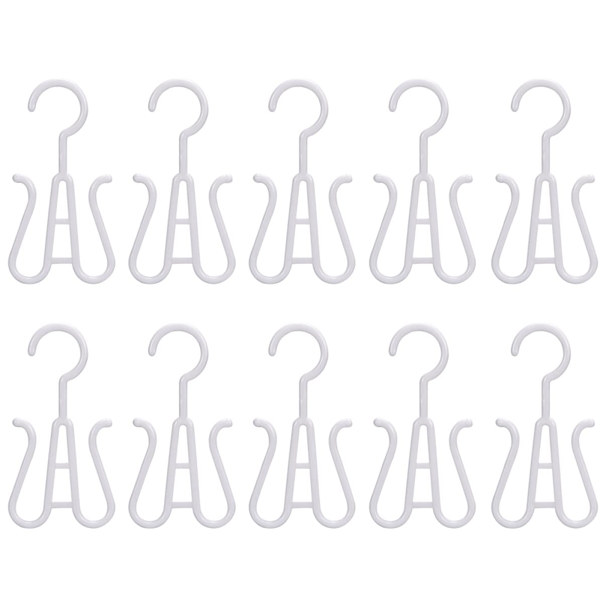 CLISPEED 10-Pack White Plastic Shoe Hangers - Double Hook Shoe Rack Organizer for Drying & Storage - Space-Saving Hanging Shoe Rack for Sneakers, Slippers & Boots - Perfect for Closet, Bathroom & Laundry Room Organization