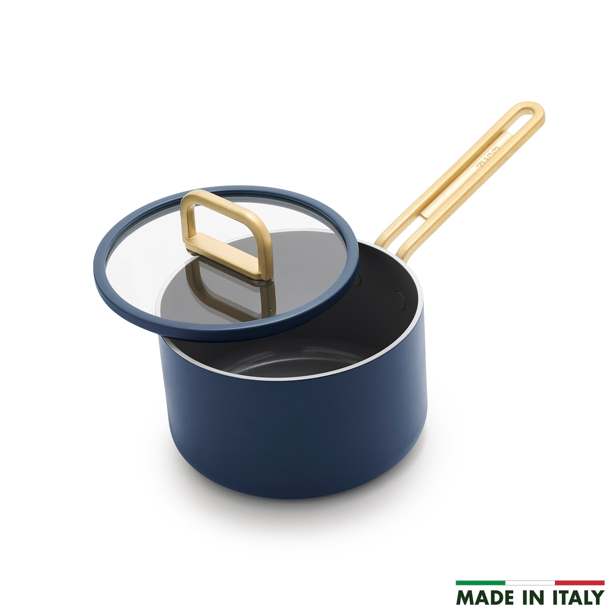 Stanley Tucci™ Ceramic Nonstick 2 Quart Saucepan with Lid - Marino Blue Cookware for Healthy Cooking | Perfect for Sauces, Soups, and Pasta Dishes