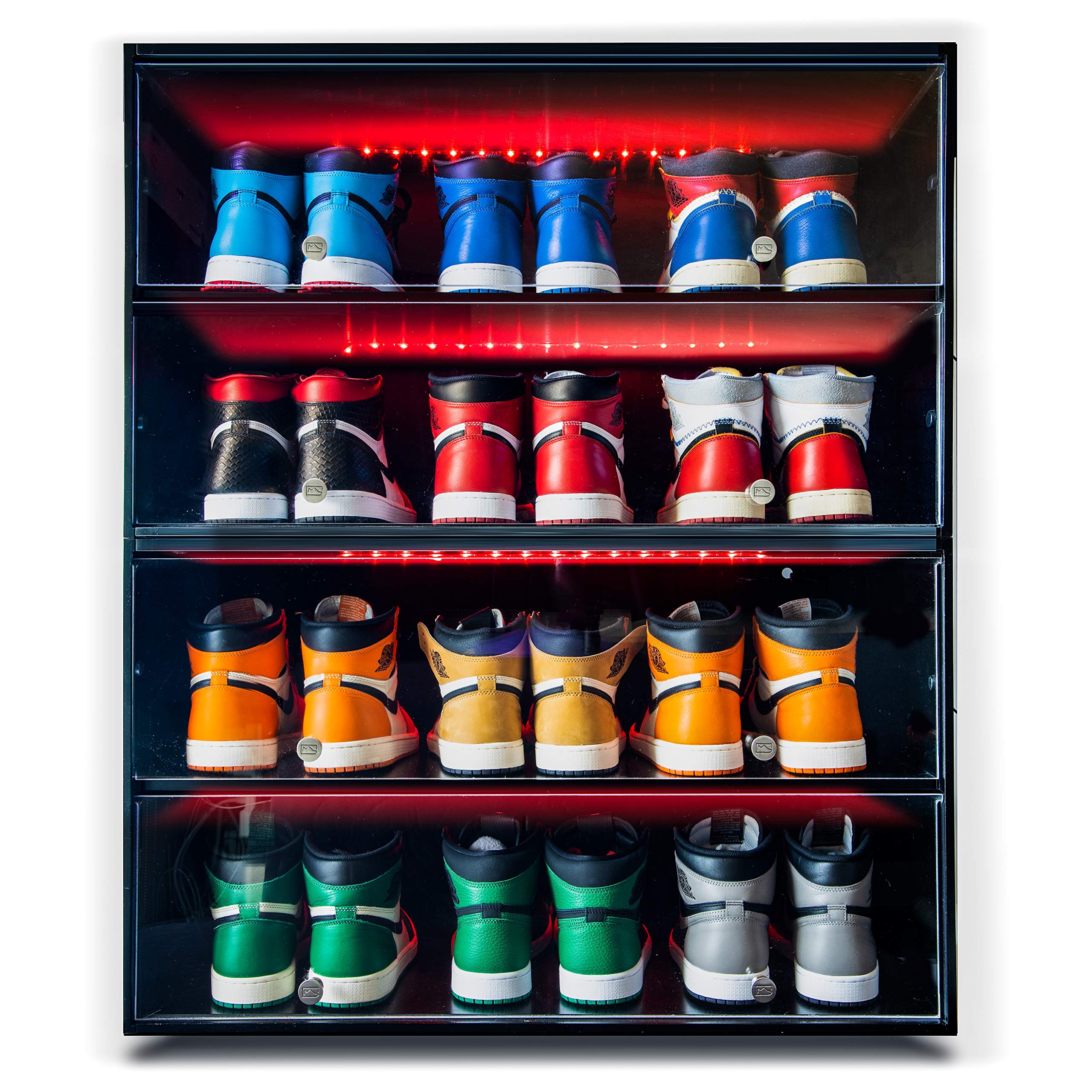 Premium Wooden Shoe Rack with LED Lights - Holds 6 Pairs of Sneakers & Shoes - Modern Sliding Door Design for Bedroom, Closet, Garage & Outdoor Storage - Durable Shoe Organizer for Home & Office Use
