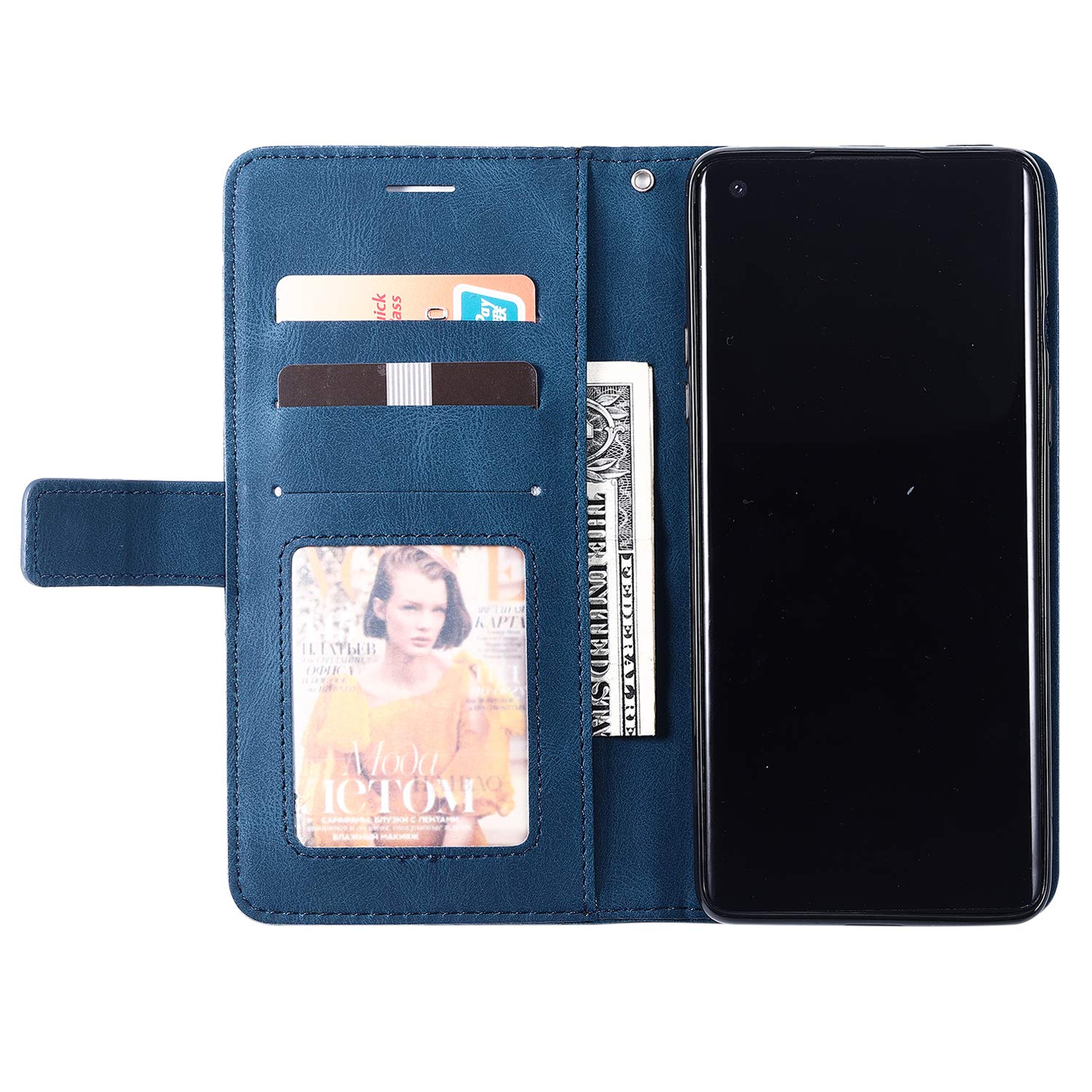 Premium PU Leather Flip Case for OnePlus 8/8 5G (IN2010/IN2011/IN2013/IN2015/IN2019) - Blue Protective Cover with Card Slots | Perfect for Work, Travel & Daily Use