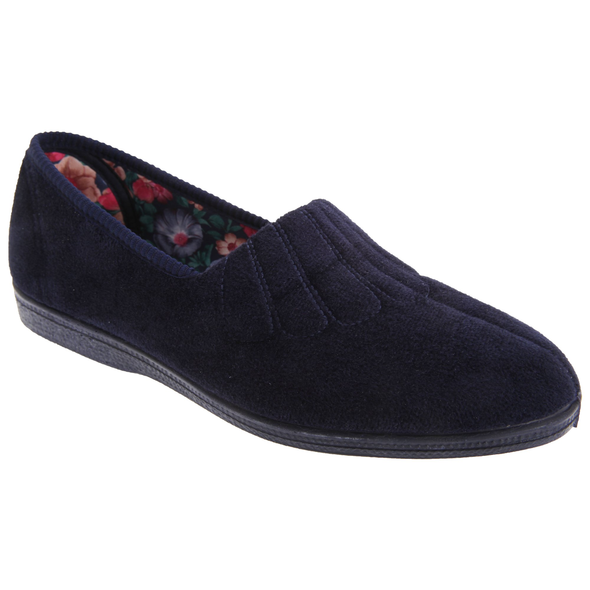 Women's Wide Fit Zara Fan Stitch Slippers - Cozy House Shoes for Relaxing at Home, Lounging & Comfortable Indoor Wear