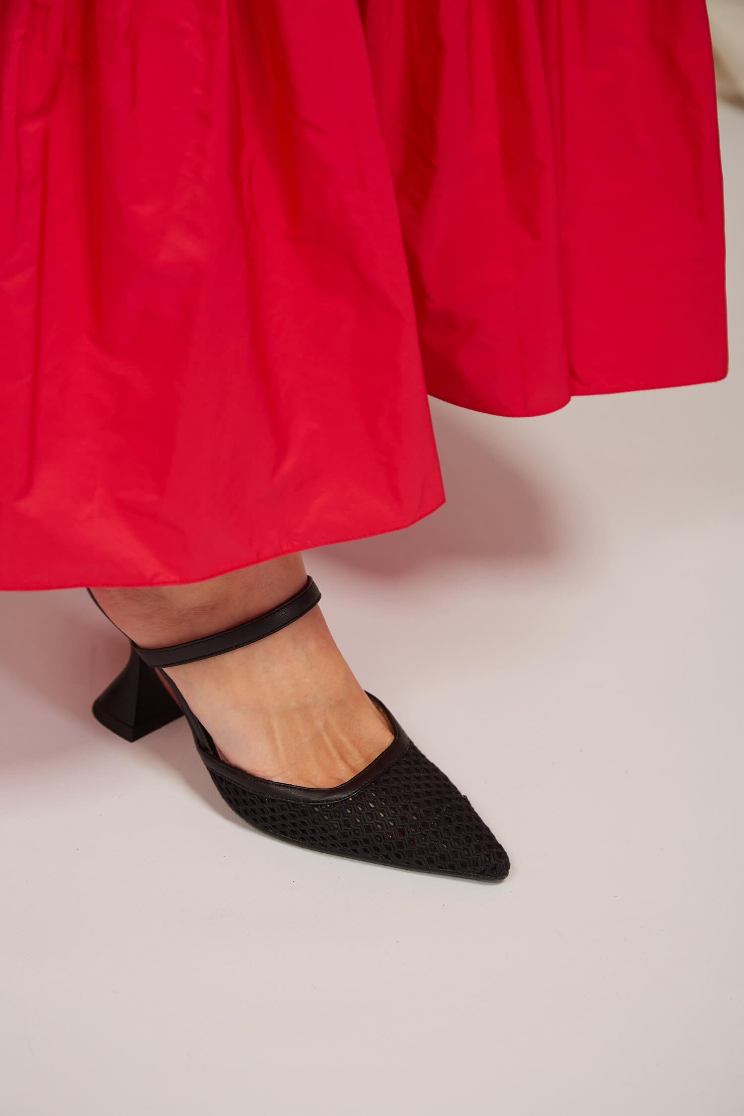 Ibiza Women's Black Cotton Mesh Pointed Heels - Comfortable High Heels for Party, Wedding & Evening Events
