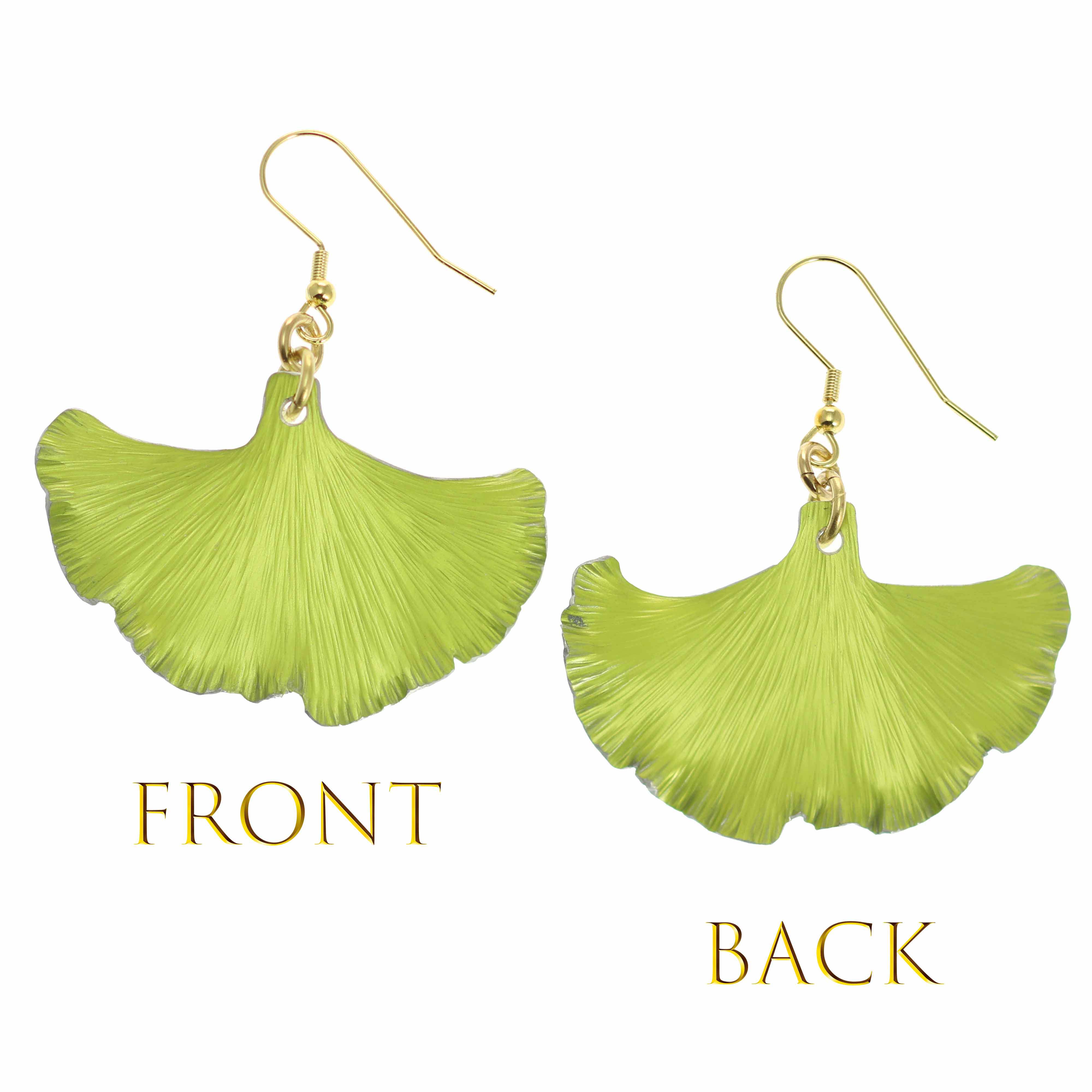 Sour Candy Apple Green Anodized Aluminum Ginkgo Leaf Earrings for Women - Boho Nature-Inspired Jewelry for Everyday Wear & Special Occasions