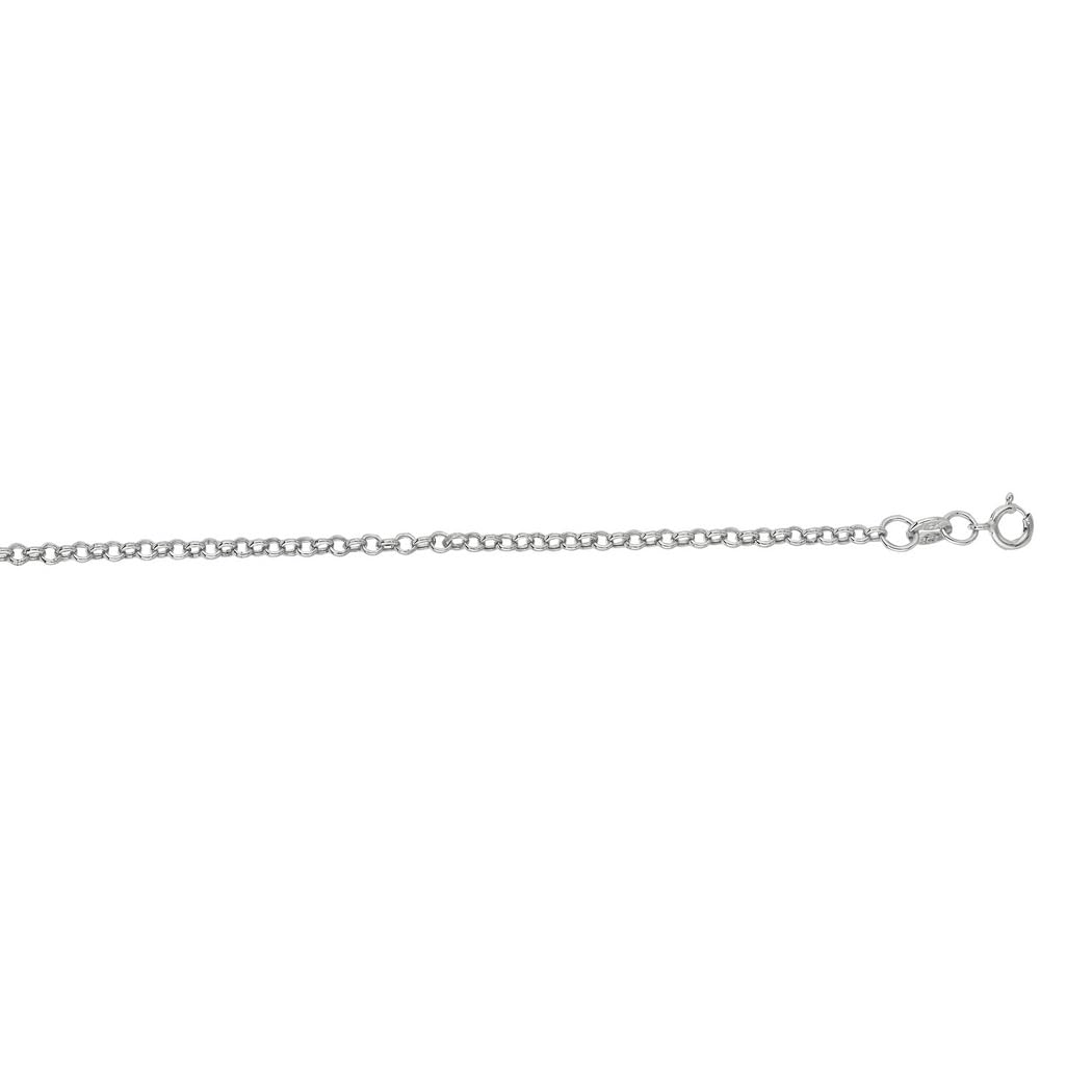14K White Gold Sparkle Cut Round Rolo Chain Necklace for Women & Men - Adjustable Lengths 16