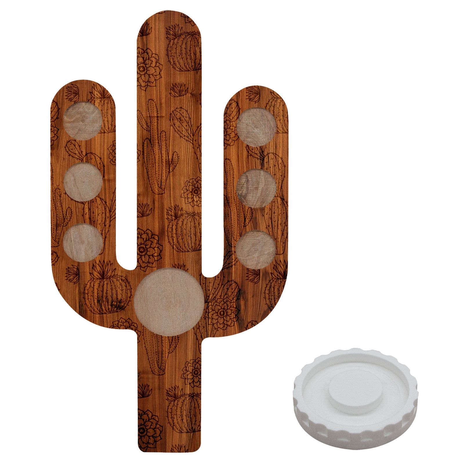 Cactus Shot Serving Tray with Unique Cactus Pattern Design - Perfect for Margarita Parties, Summer BBQs, and Mexican-Themed Events