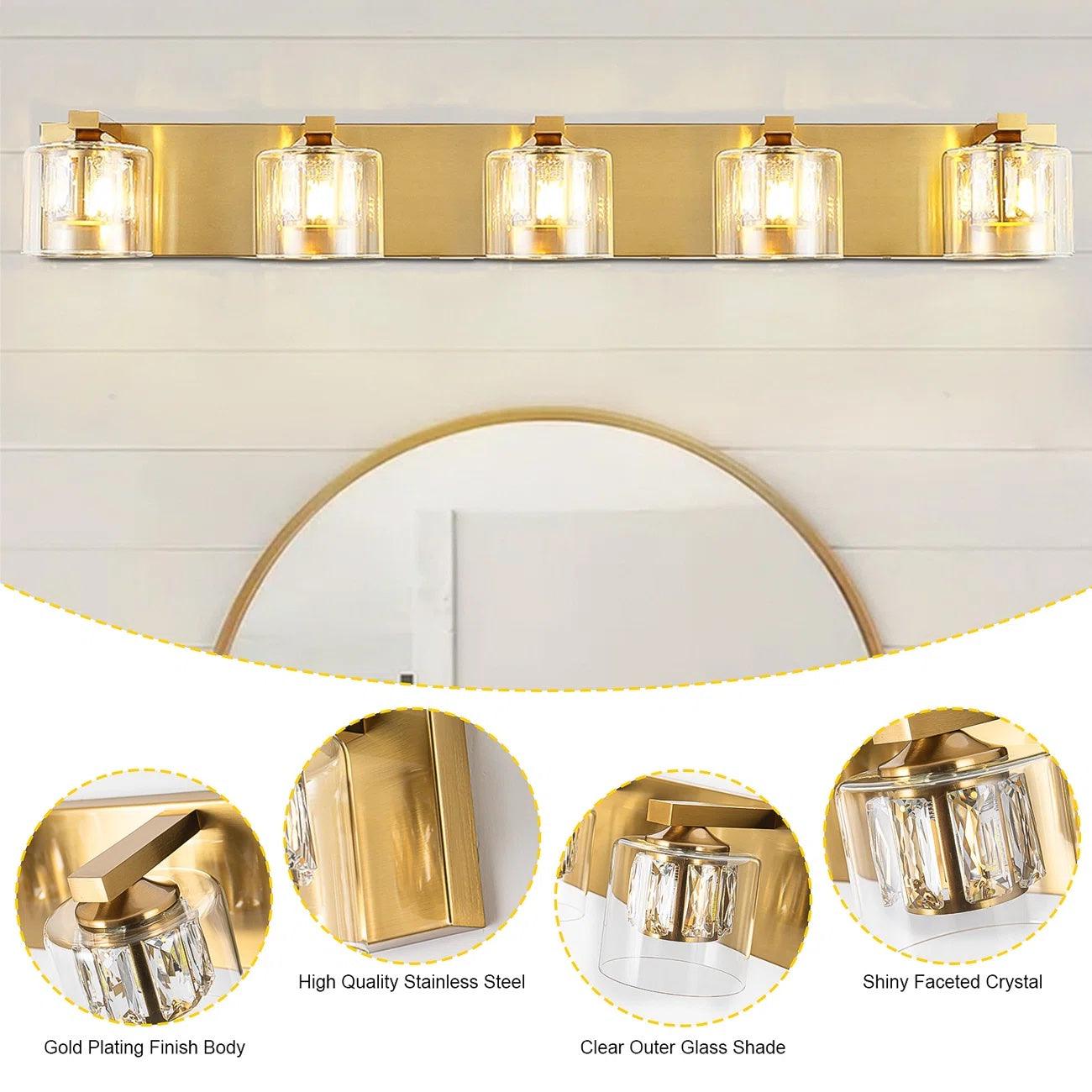 Kolt Modern 5-Light Bathroom Vanity Lighting Fixture - Elegant LED Vanity Light for Bathroom Mirror, Perfect for Modern Home Decor & Spa-Like Ambience