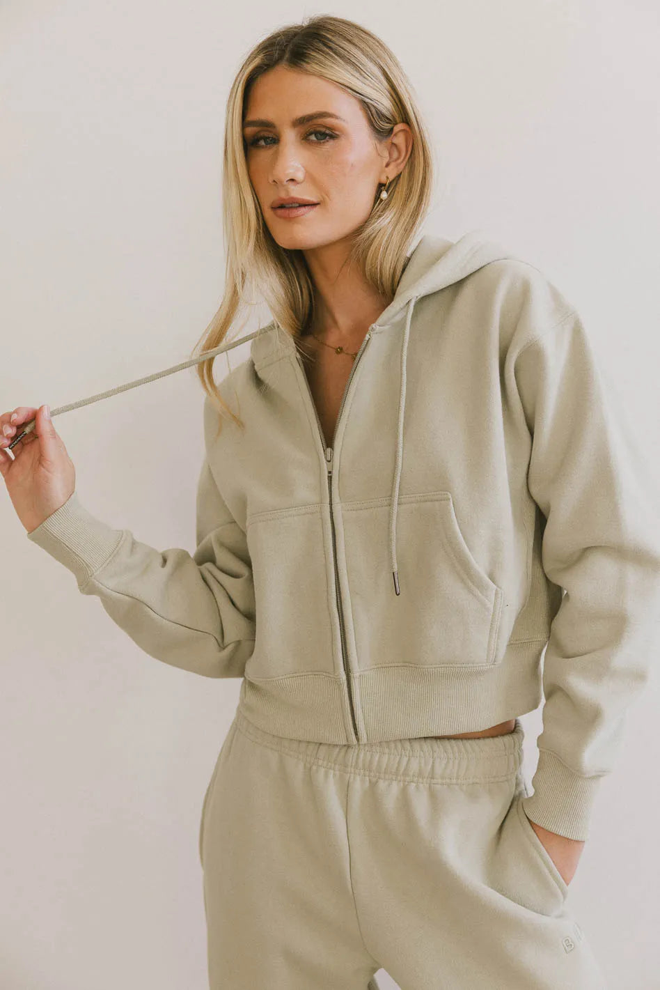 Ezra Sage Green Zip Up Hoodie for Women - Lightweight Casual Jacket for Outdoor Activities, Travel & Lounge Wear