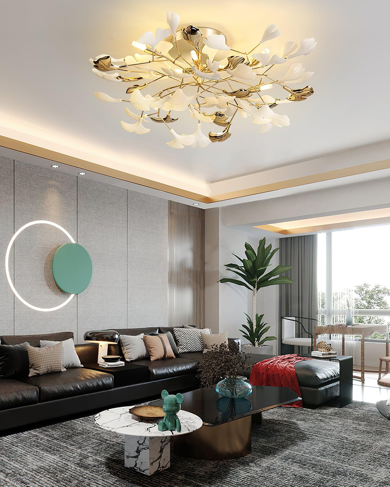 Ginkgo Rotating Ceiling Light - Modern LED Flush Mount Fixture with Adjustable Arms for Living Room, Bedroom, or Dining Room Lighting