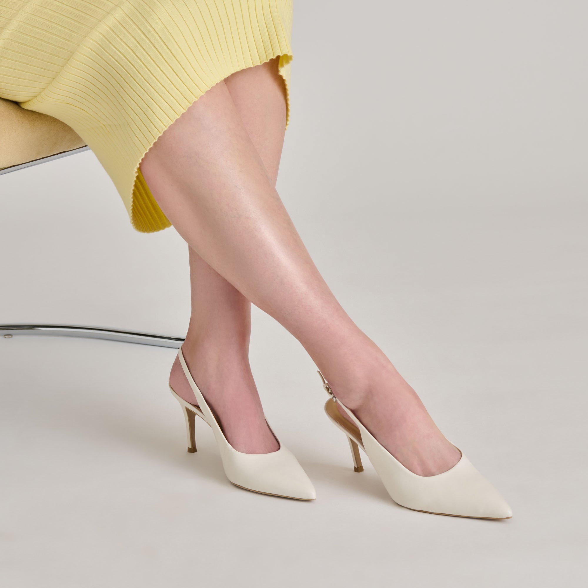 ELASI Women's White Leather Heels - Comfortable High Heel Pumps for Work, Party & Evening Wear - Stylish Dress Shoes for Formal Occasions
