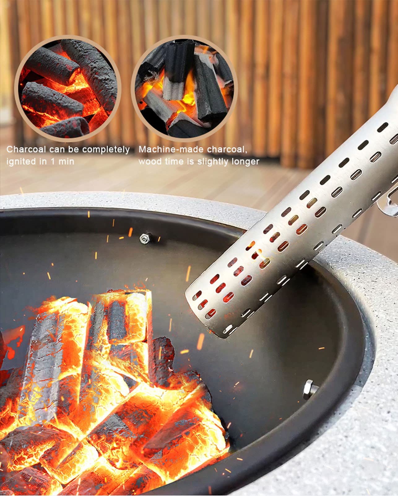 Electric Charcoal Lighter - Portable Fire Starter for BBQ, Grill, Camping & Fireplace | Fast Ignition with Push Button Switch | No Need to Hold | Perfect for Outdoor Cooking, Backyard Parties & Campfires (Black)