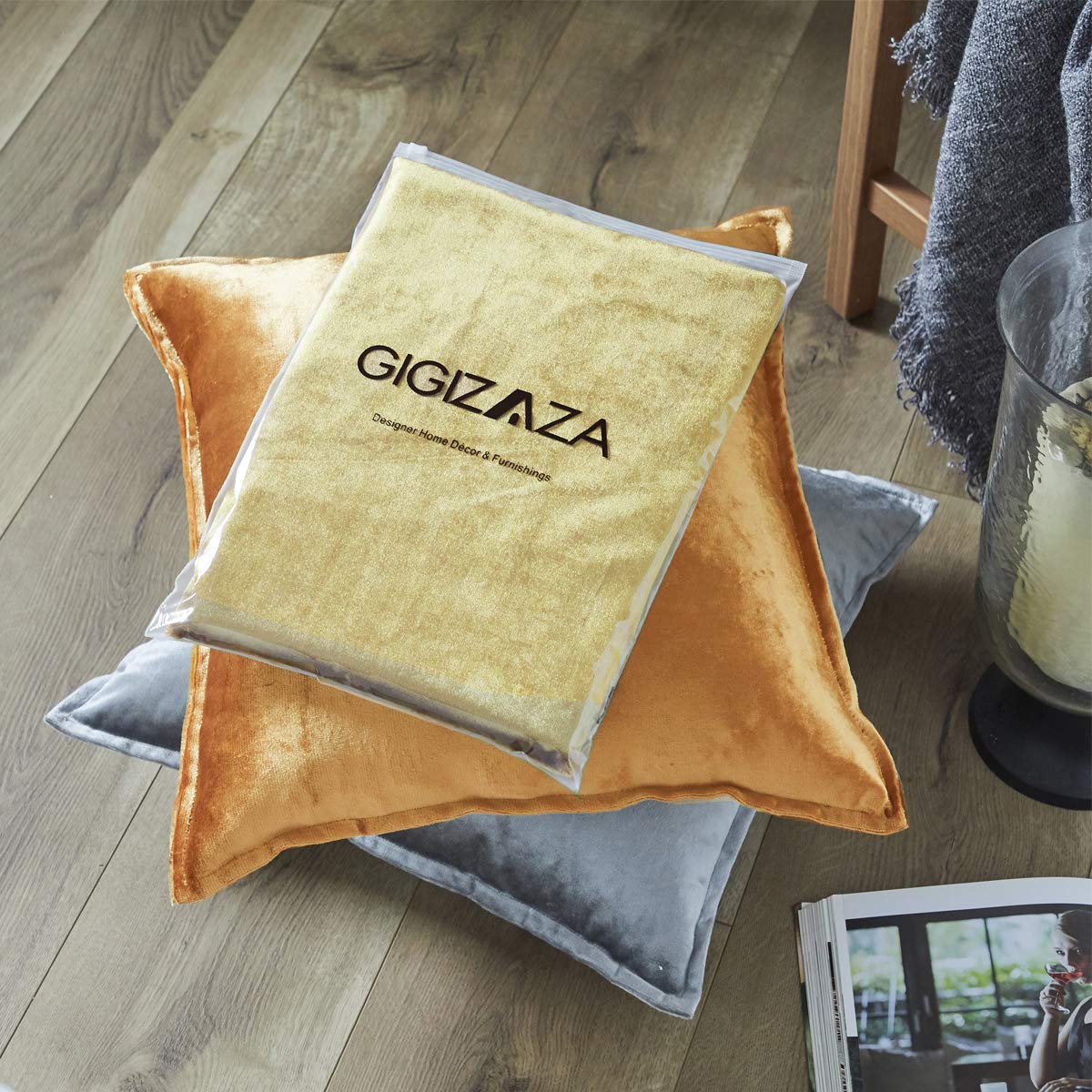 GIGIZAZA Velvet Decorative Lumbar Throw Pillow Covers 12x20 Inches, Cinnamon Orange, Pack of 2 - Soft Couch & Sofa Pillow Covers for Living Room, Bedroom Decor