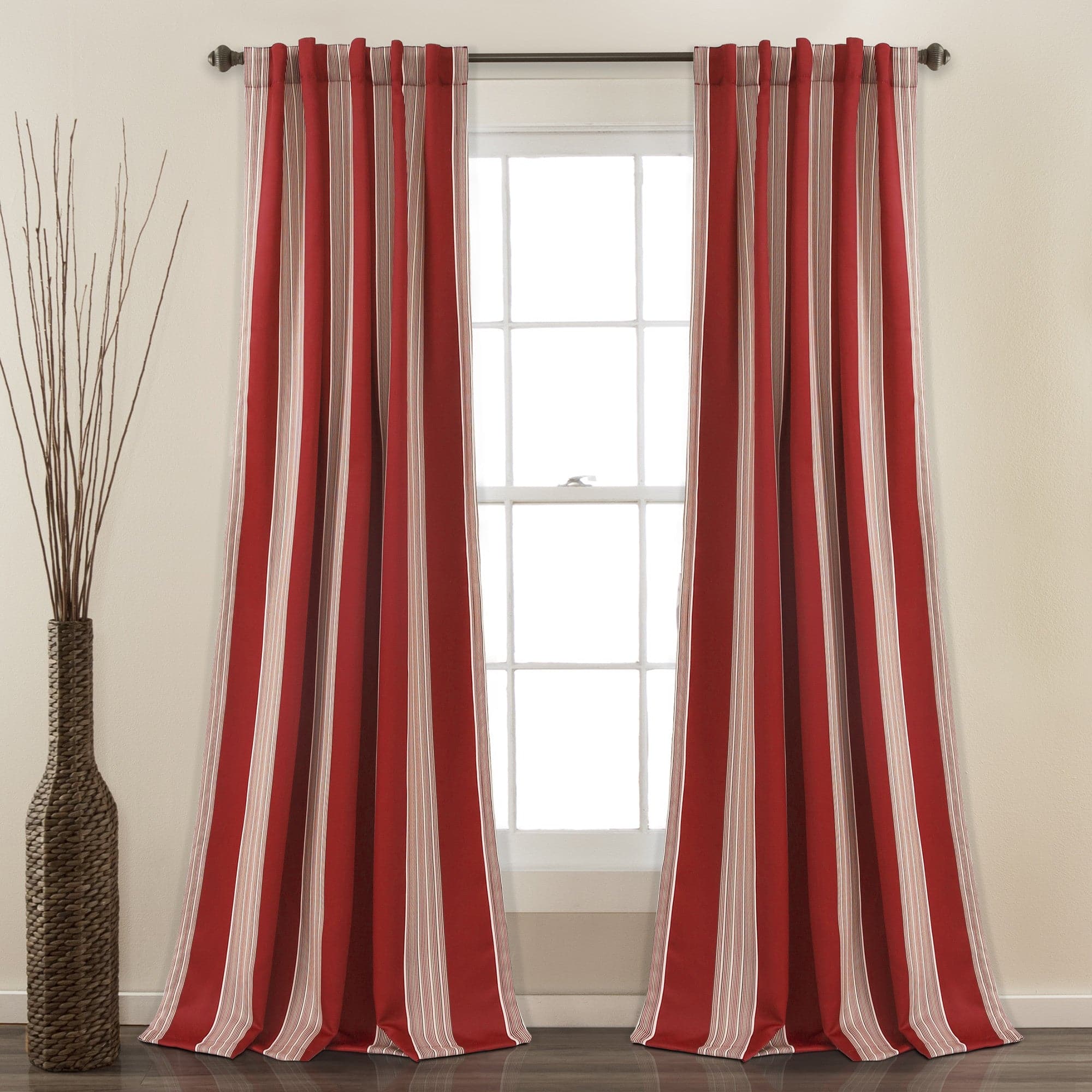 Julia Stripe Light Filtering Window Curtains Set - Soft Sheer Drapes for Living Room, Bedroom & Nursery - Blackout & UV Protection