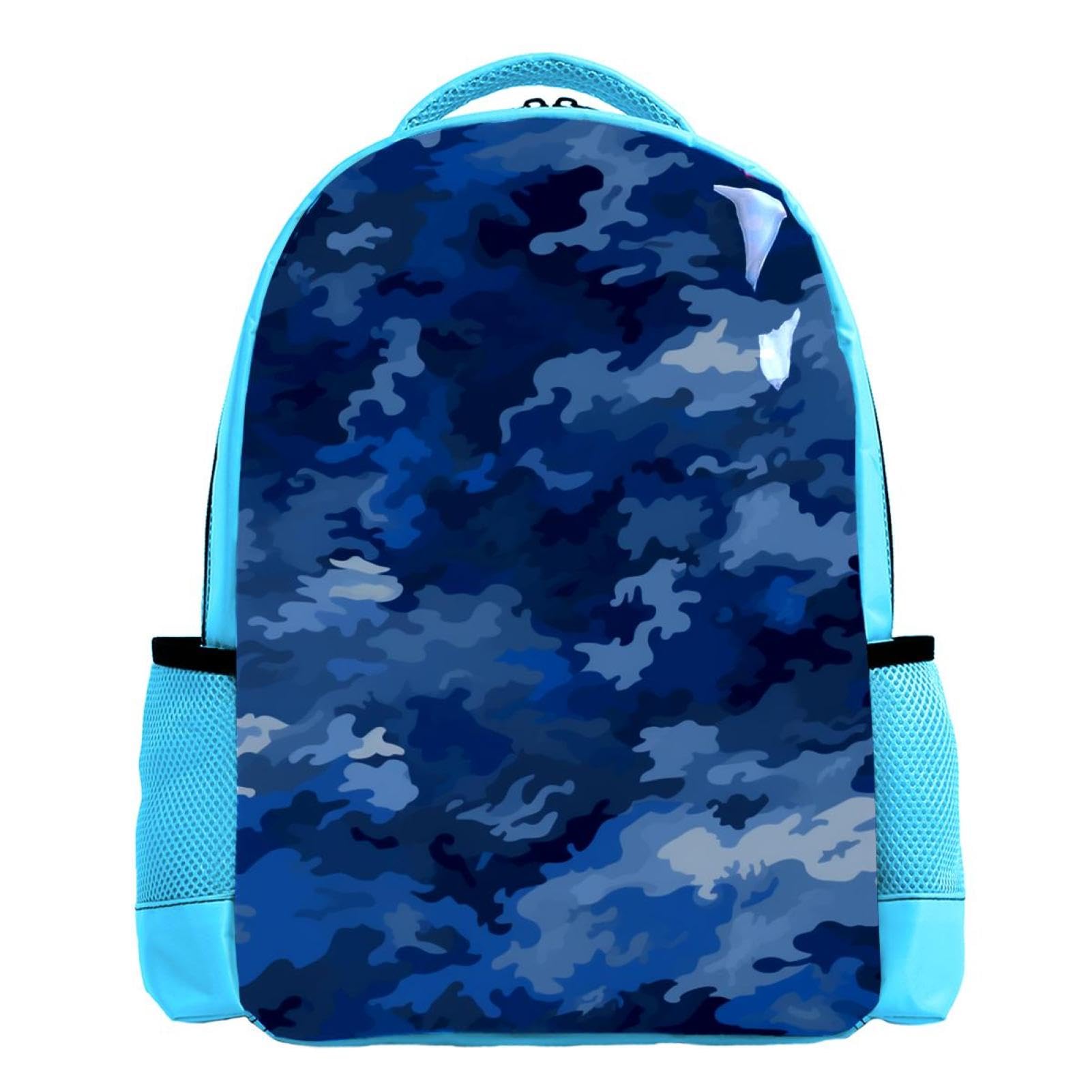 Lightweight Travel Backpack - Small Carry On Backpack with Abstract Blue Camouflage Design - Perfect for Airplane, Hiking & Daily Commute