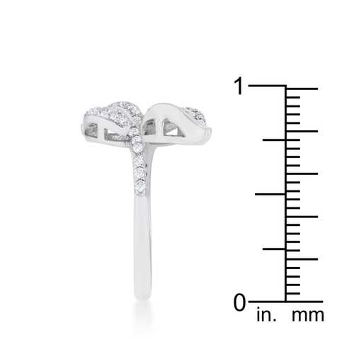 0.1 Carat Cubic Zirconia Rhodium-Plated Leaf Wrap Ring for Women - Elegant Fashion Jewelry Gift for Wedding, Anniversary & Special Occasions