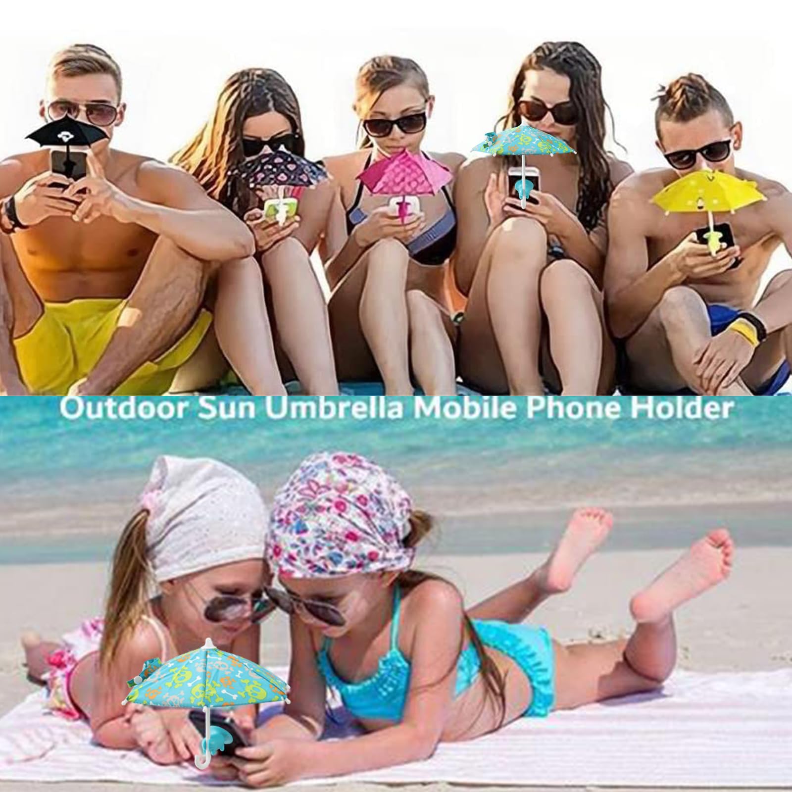 Universal Adjustable Phone Umbrella Stand with Suction Cup - Sun Shade Cover & Piggy Holder for Outdoor Smartphone Protection | Perfect for Beach, Poolside, and Summer Travel Use