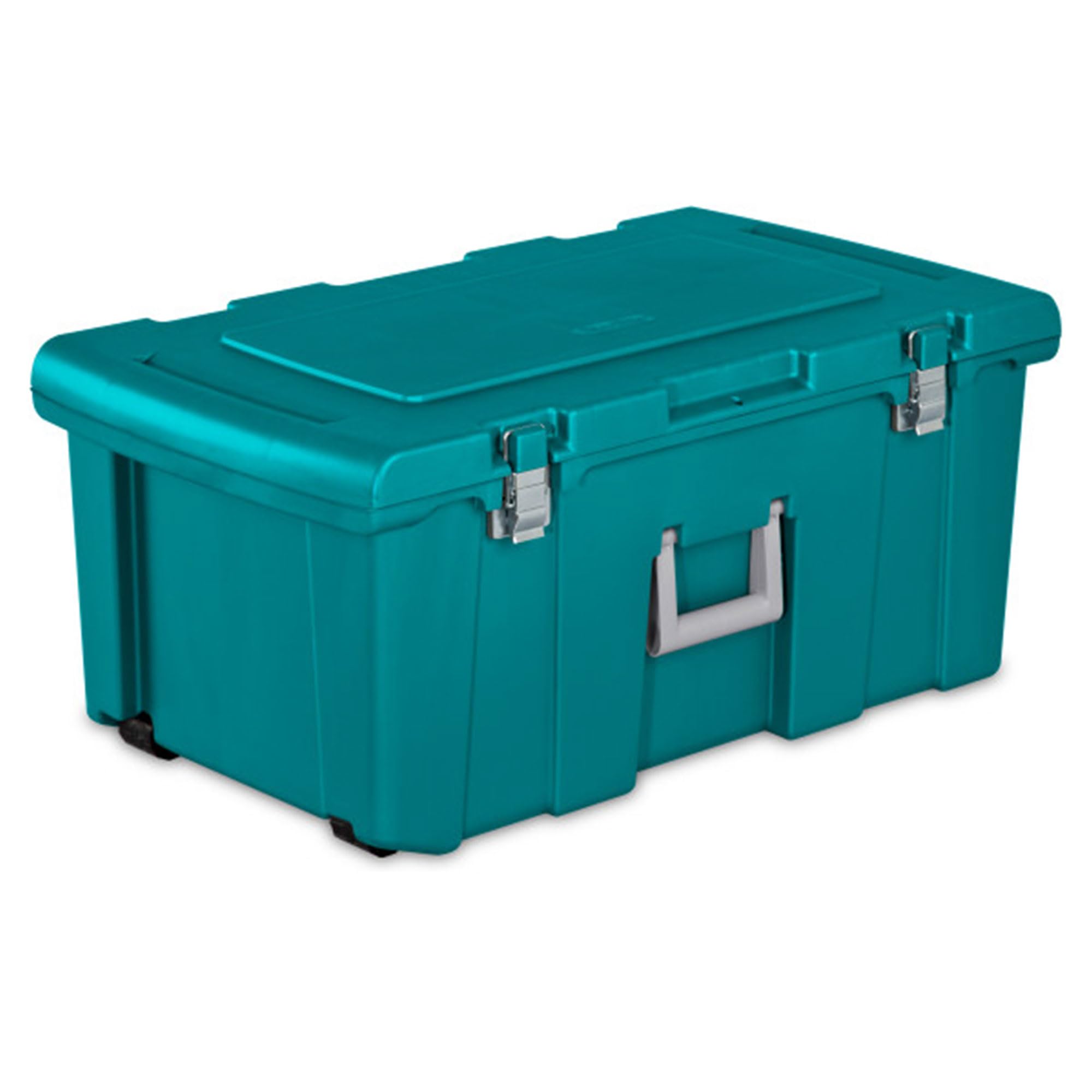 Sterilite 2-Pack Wheeled Storage Footlocker with Lock - Durable Plastic Utility Bin for Travel, Camping & Home Organization (Teal) | Perfect for College Dorms, Military Use & Sports Equipment Storage