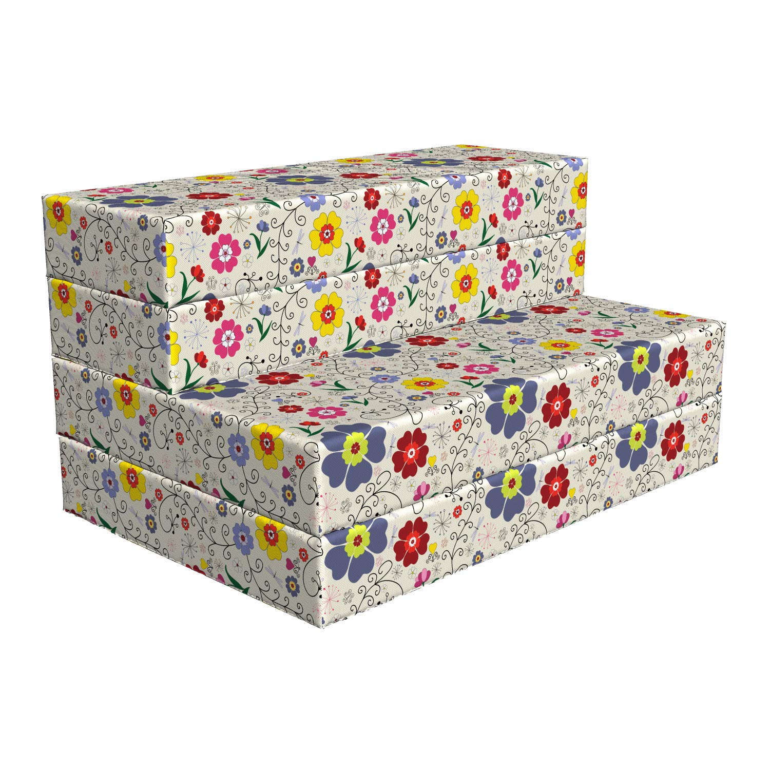 Ambesonne Floral Foldable Mattress - Flower Butterfly Pattern, 74.8
