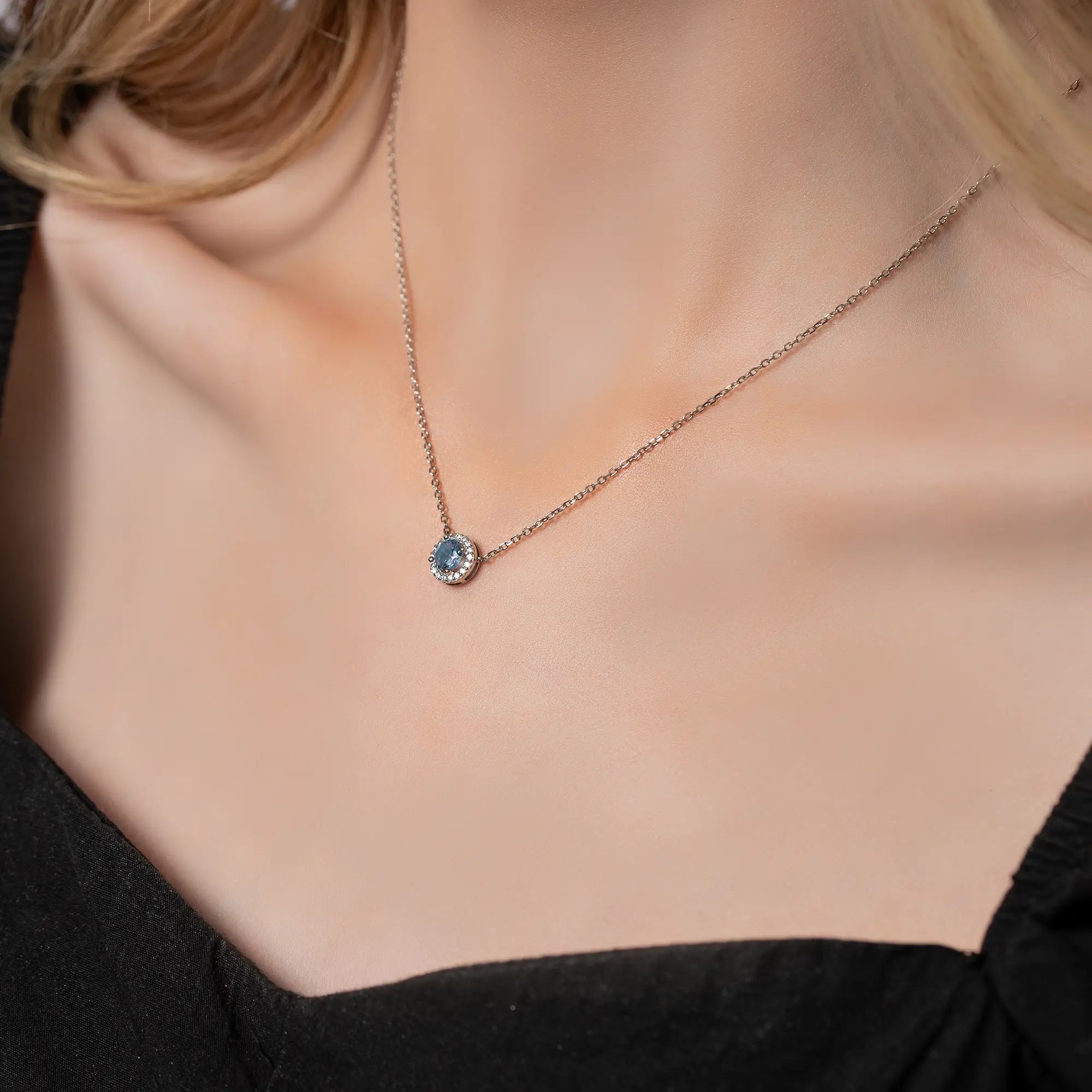 14K White Gold Gemstone Necklace for Women - Elegant Layering Jewelry for Weddings, Parties & Special Occasions