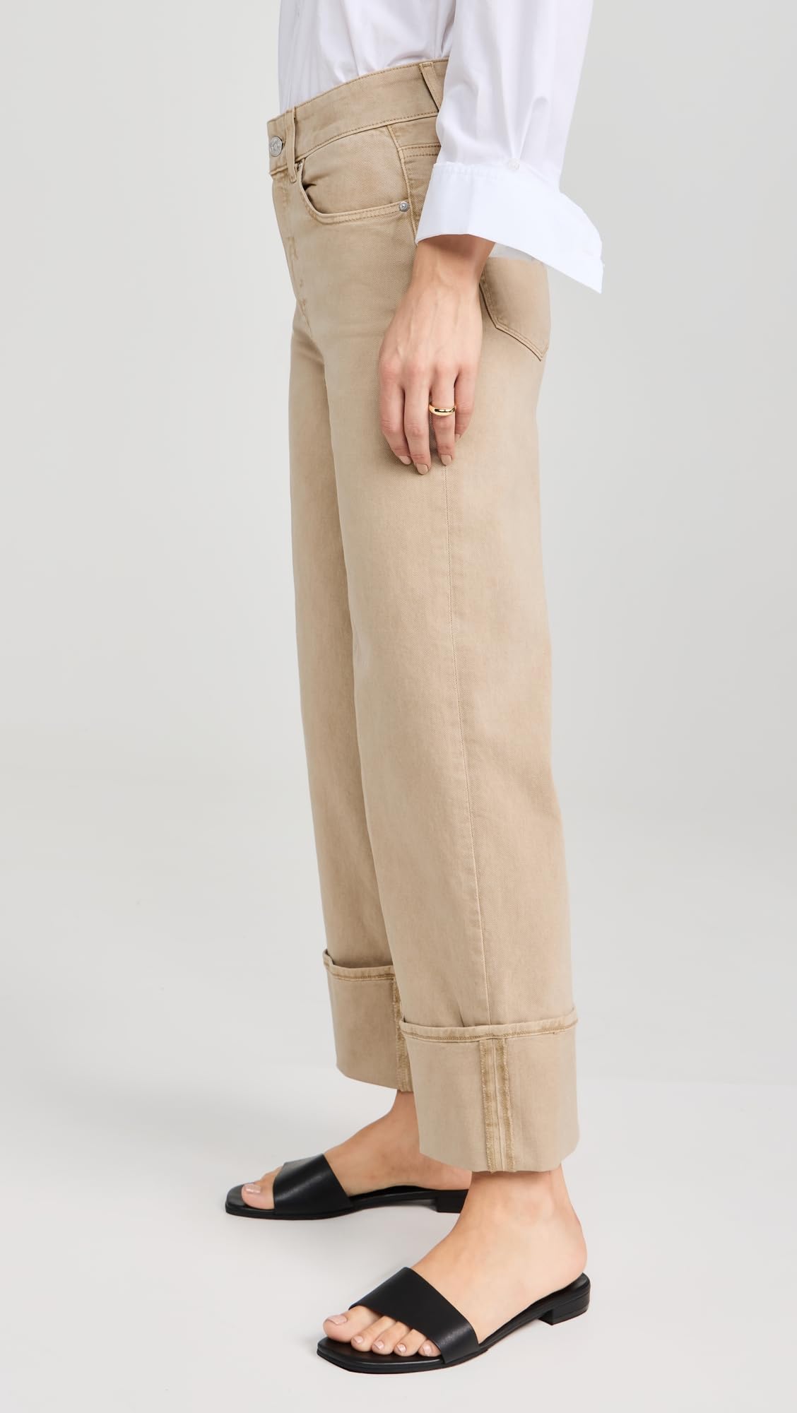 PAIGE Women's Sasha Ankle Wide Cuff Jeans - High Waist Stretch Denim Pants for Casual Wear & Everyday Outfits