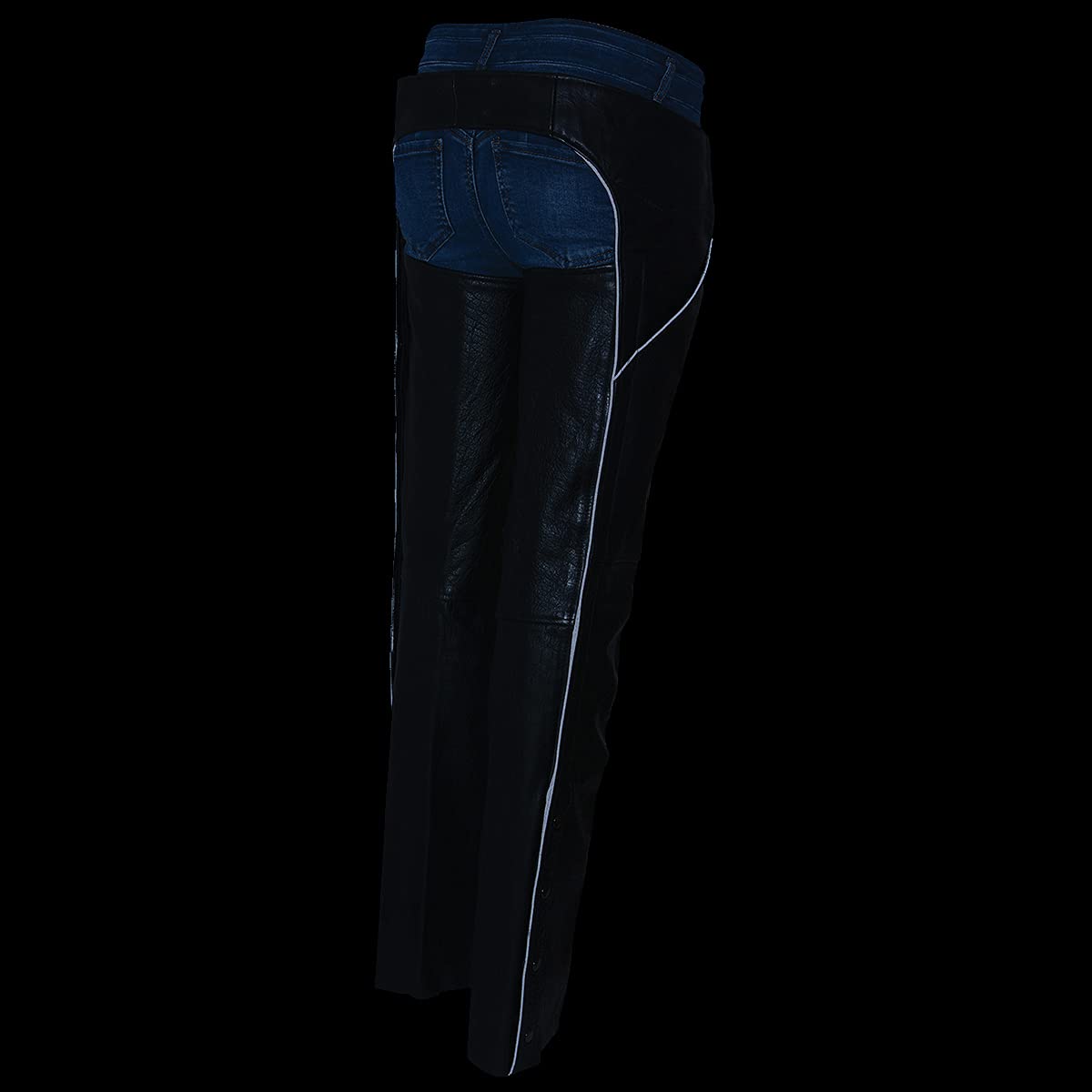 Milwaukee LKL6700 Women's Classic Black Leather Motorcycle Chaps with Hip Pocket - Perfect for Riding, Biker Events & Outdoor Adventures