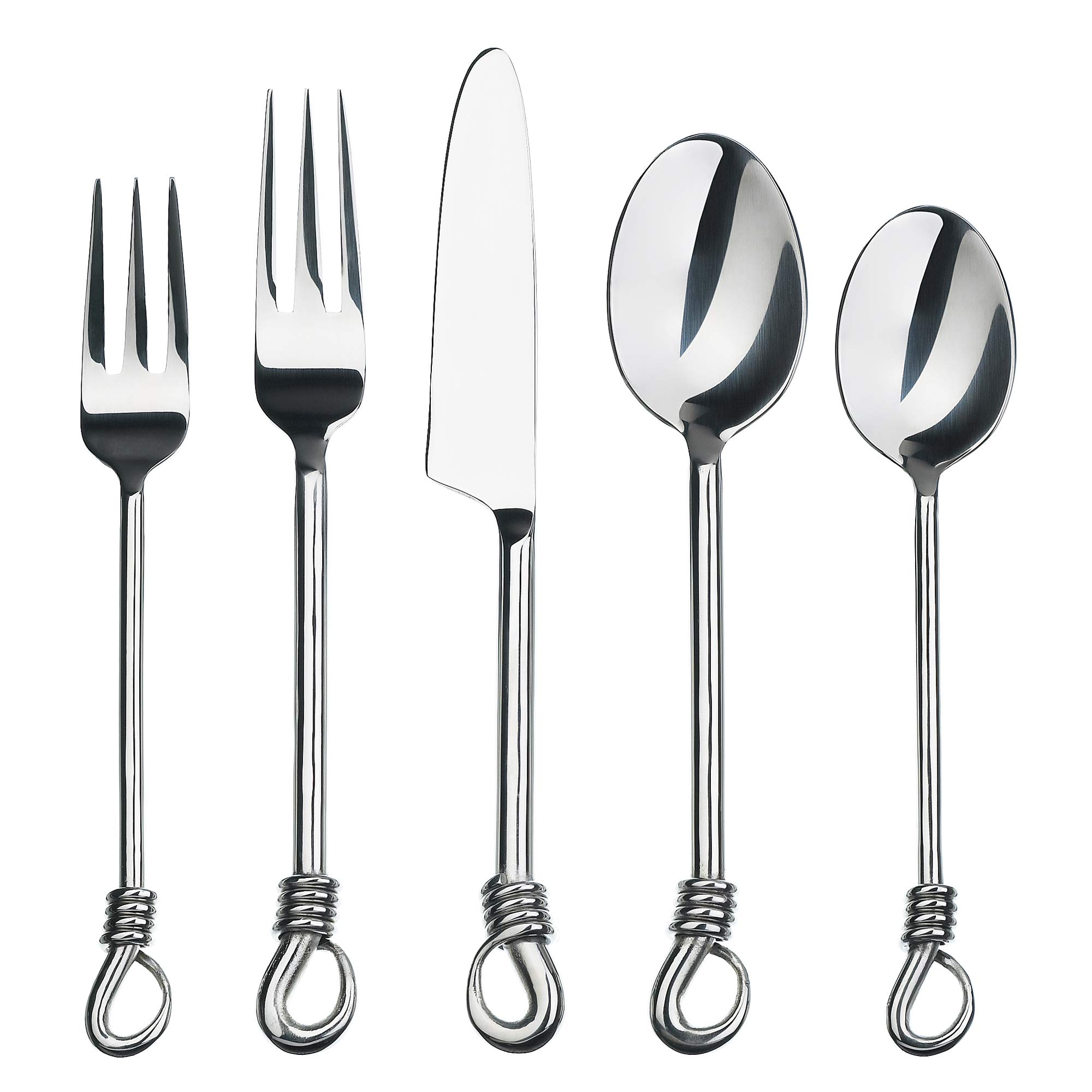 Gourmet Settings 20-Piece Silverware Twist Collection - Polished Stainless Steel Flatware Set, Elegant Silverware for Formal Dining & Special Occasions
