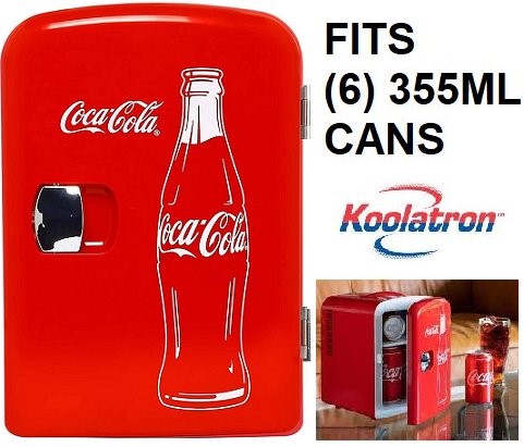 KOOLATRON Classic 6 Can Portable Thermoelectric Mini Fridge Cooler - 4L/4.2 Quarts Capacity, Red - 12V DC/110V AC for Beverages, Snacks, Skincare & Medication - Perfect for Home, Dorm, Car, Boat & Travel