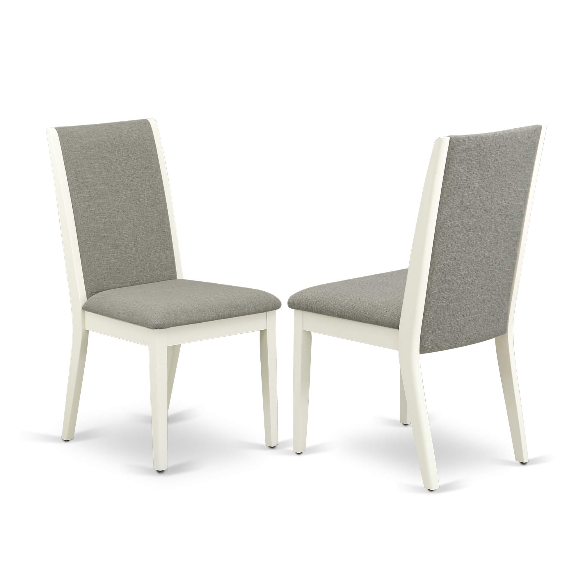 East West Furniture 3 Piece Kitchen Table & Chairs Set - 36x54 Inch Rectangle Dining Table with Drop Leaf & 2 Shitake Linen Fabric Upholstered Chairs, Linen White - Perfect for Small Spaces, Breakfast Nooks & Cozy Dining Areas