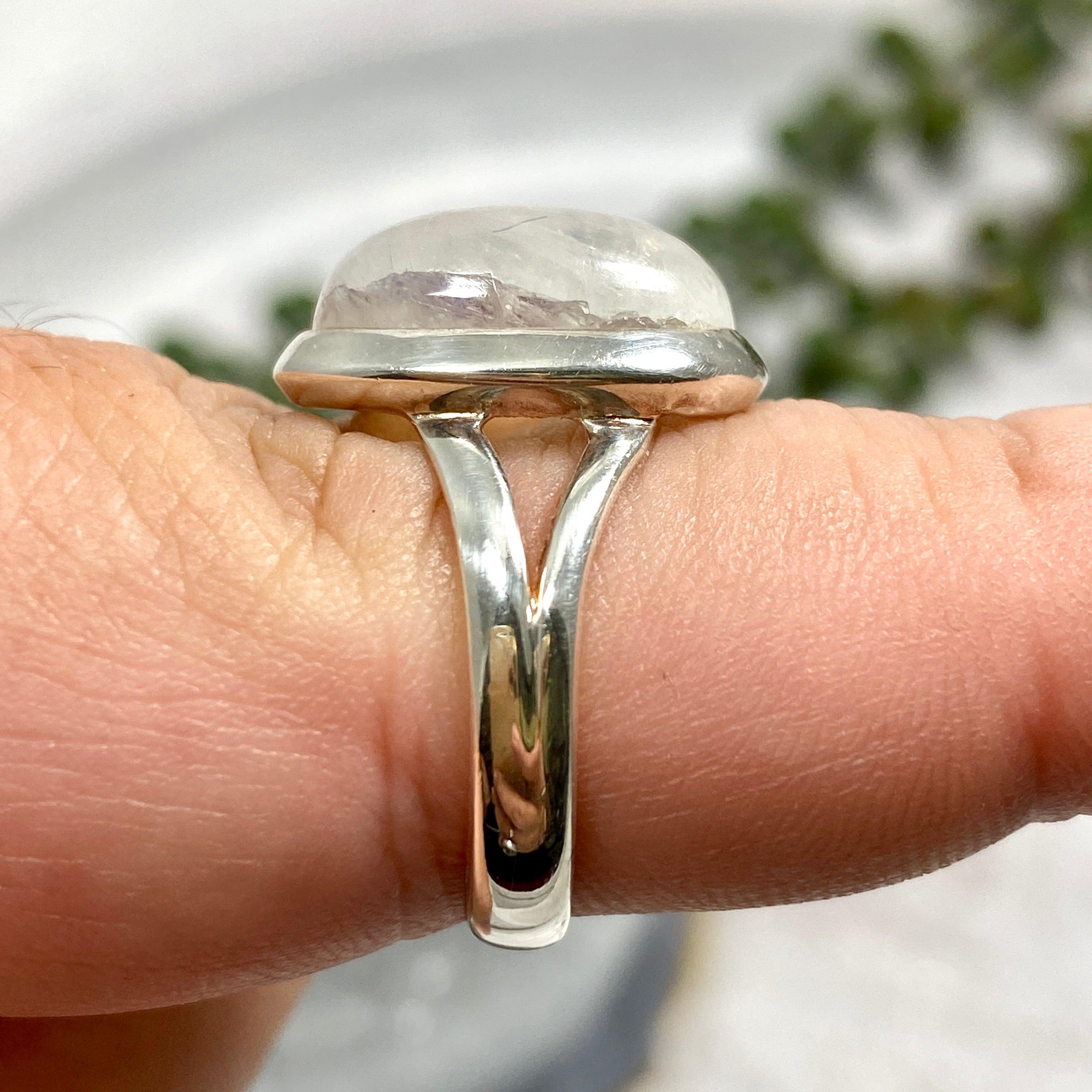 Moonstone Oval Ring for Women Size 8 - Sterling Silver Handmade Jewelry Gift for Birthday, Anniversary & Everyday Wear KRGJ2188