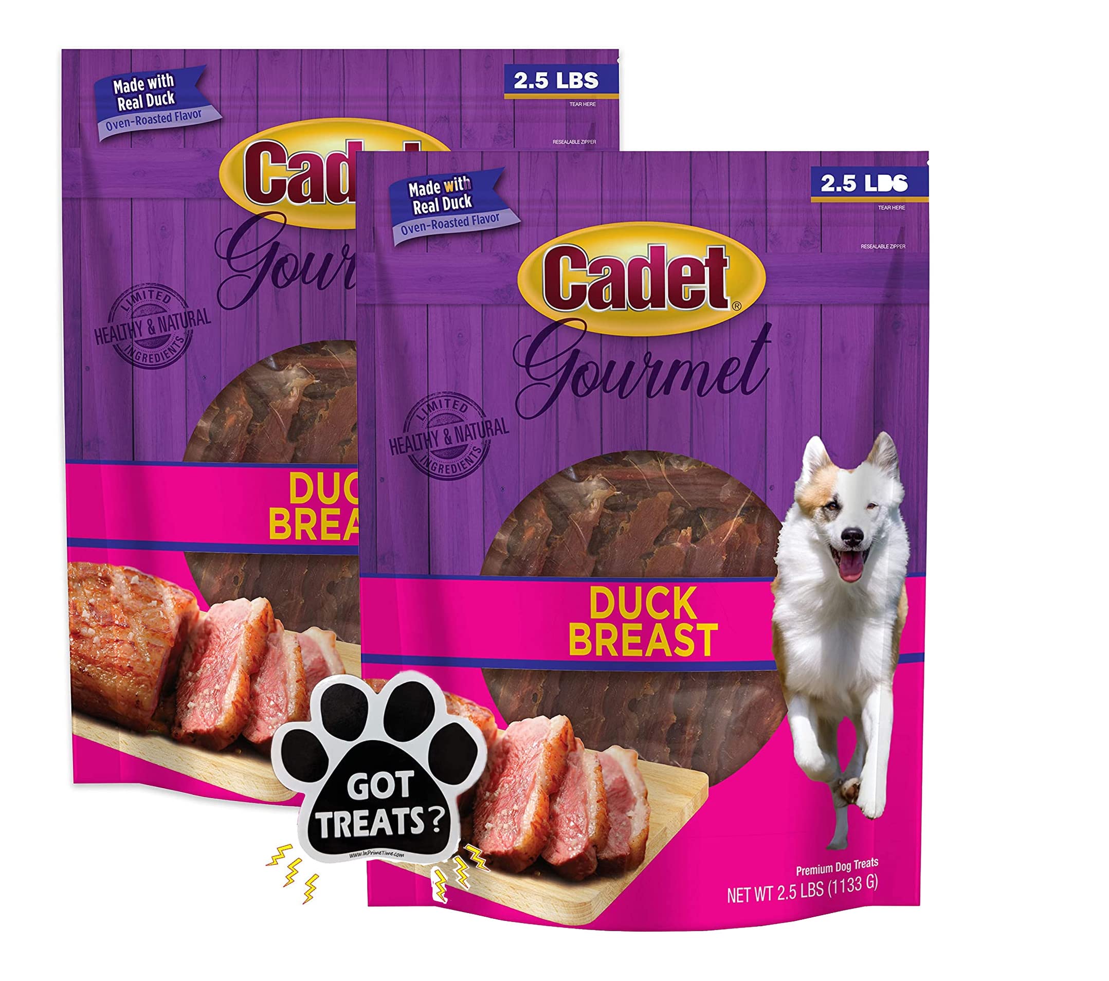Premium Cadet Duck Breast Gourmet Dog Treats - 2 Pack | All-Natural, High-Protein Training Snacks for Dogs | Includes Exclusive 