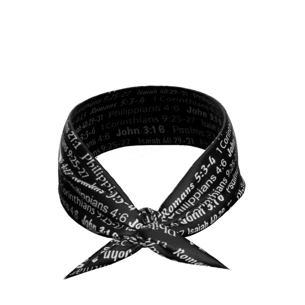 Black Bible Verse Tie Headband - Inspirational Christian Head Wrap for Women - Perfect for Church, Prayer & Daily Faith Wear