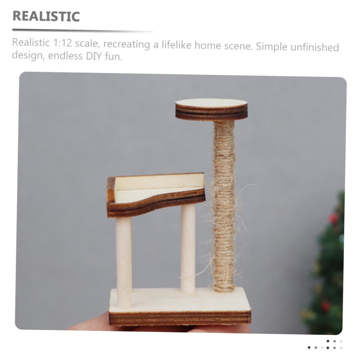 2pcs Mini Wooden Cat Tree Furniture - Dollhouse Climbing Tower for Cats, Desktop Ornament & Home Decor Accessory | Perfect for Small Spaces, Kitty Playtime, and Themed Room Decor