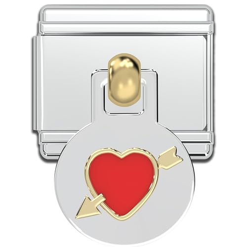 Dangle Heart - Red with Gold Arrow