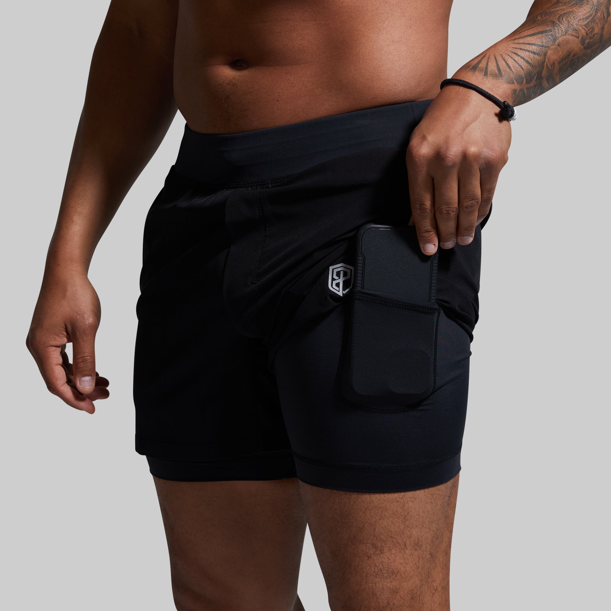 Versatile 5-Inch Compression Shorts for Men - Black - Ideal for Running, Gym Workouts & Active Lifestyle