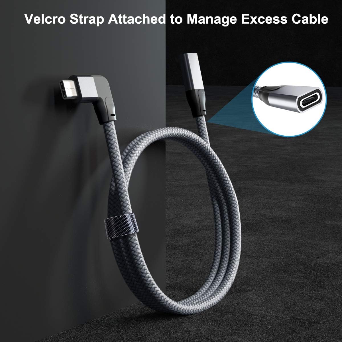 iTramax Right Angle USB C Extension Cable 3.3FT - 90 Degree L-Shaped Type C 3.1 Gen 2 (10Gbps) Male to Female Extender - Compatible with MacBook Pro/Air, iPad Pro/Air/Mini, iPhone 15/16, Apple Watch - Perfect for Home Office, Gaming & Charging in Tight Spaces