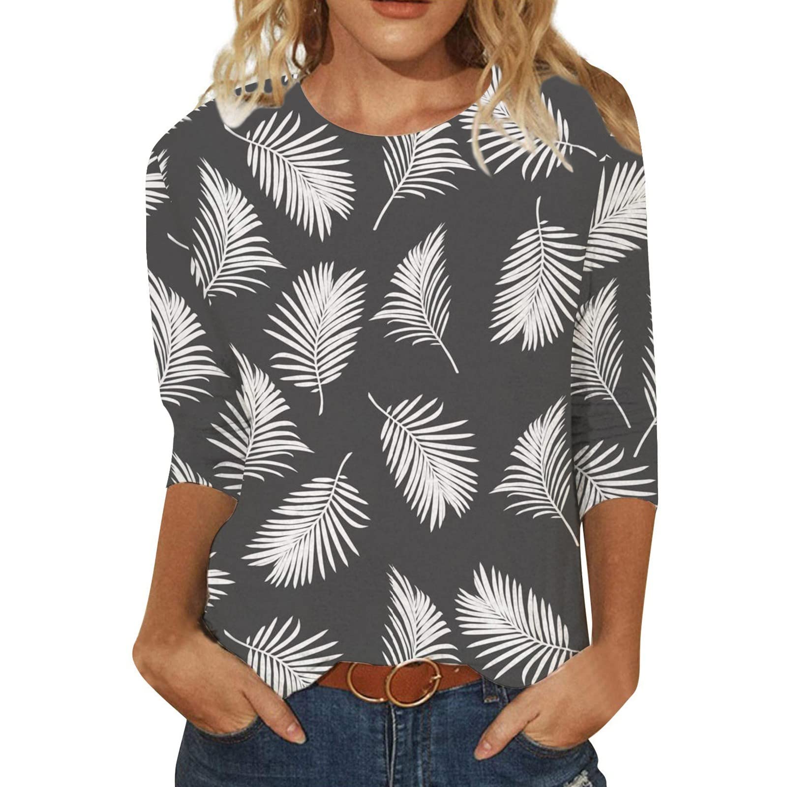 Women's Crew Neck Long Sleeve T-Shirt - Loose Fit Comfortable Blouse, Lightweight Casual Top for Fall | Gradient Color Shirt for Work, Weekend & Layering