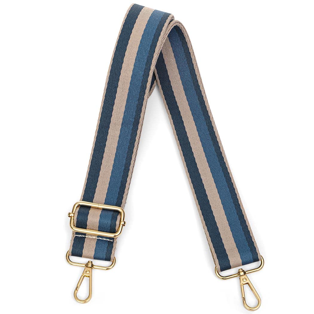 Lekesky Adjustable Crossbody Purse Strap Replacement for Women - White & Blue Striped Bag Shoulder Strap | Perfect for Handbags, Totes & Everyday Use