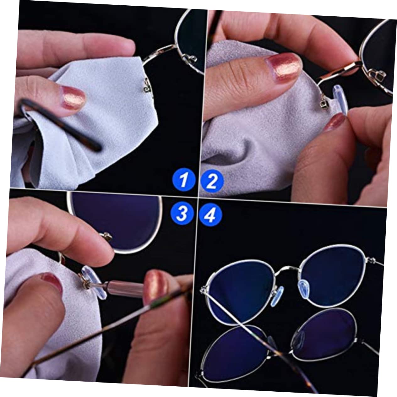 PartyKindom 2-Pack Mini Screw Set for Eyeglass Repair - Includes Glue, Nose Pads, Springs & Tweezers | Essential Glasses Repair Kit for Home, Office & Travel